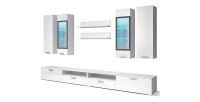 Composition XL de 8 meubles design pour salon couleur blanc et noir collection CONNOR