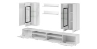 Composition XL de 8 meubles design pour salon couleur blanc et noir collection CONNOR
