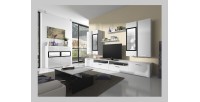Composition XL de 8 meubles design pour salon couleur blanc et noir collection CONNOR