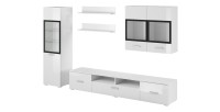 Composition de 6 meubles design pour salon couleur blanc et noir collection CONNOR