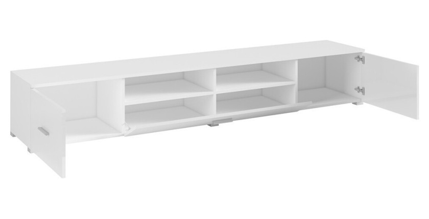 Meuble TV XL 210cm collection CONNOR. Couleur blanc brillant