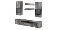 Composition de 5 meubles design pour salon effet ardoise collection CONNOR