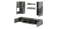 Composition de 5 meubles design pour salon effet ardoise collection CONNOR