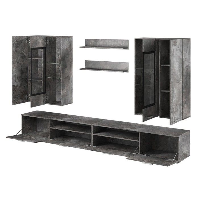 Composition XL de 8 meubles design pour salon effet ardoise collection CONNOR