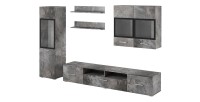 Composition de 6 meubles design pour salon effet ardoise collection CONNOR