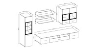 Composition de 6 meubles design pour salon effet ardoise collection CONNOR