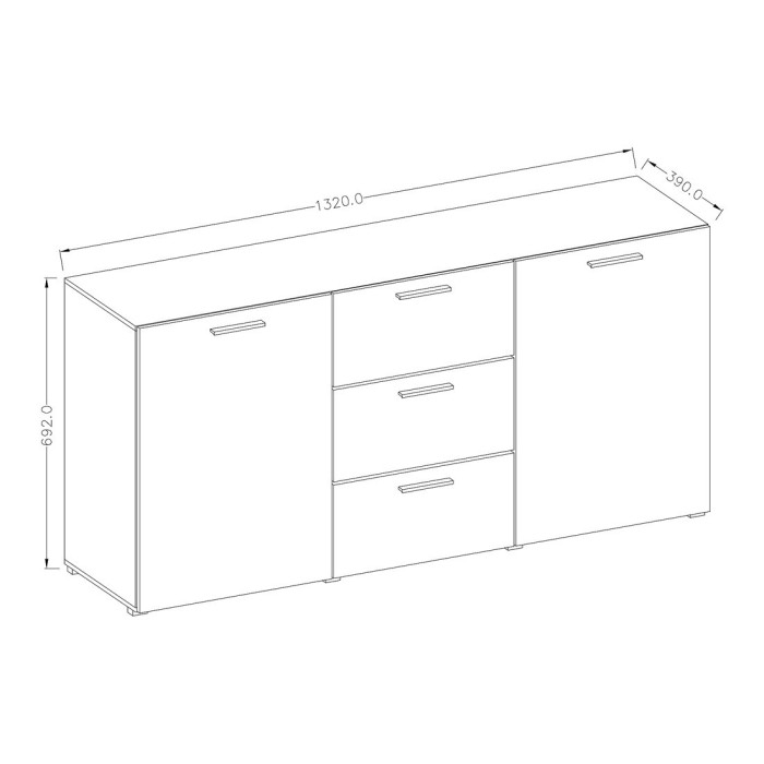 Buffet 130cm pour salon effet ardoise collection CONNOR.