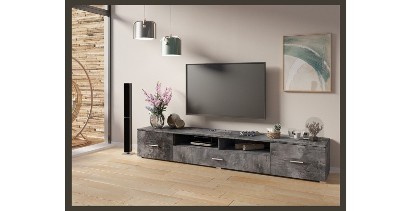 Meuble TV XL 210cm collection CONNOR. Effet ardoise