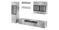 Composition de 6 meubles design pour salon coloris gris effet béton collection CONNOR