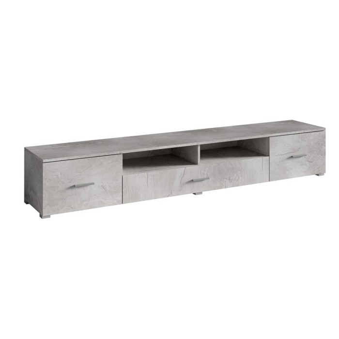 Meuble TV XL 210cm collection CONNOR. Coloris gris effet béton