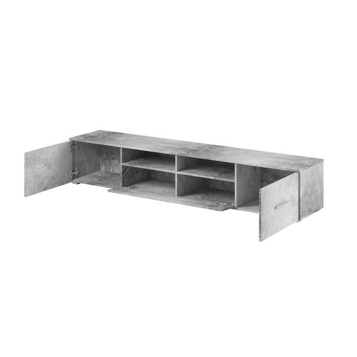 Meuble TV XL 210cm collection CONNOR. Coloris gris effet béton