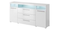 Buffet 180cm pour salon couleur blanc brillant avec éclairage LED multicolore intégré collection BOMBAY.