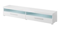Meuble TV XL 200cm collection BOMBAY. Couleur blanc brillant. Éclairage LED multicolore.