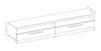 Meuble TV XL 200cm collection BOMBAY. Couleur blanc brillant. Éclairage LED multicolore.