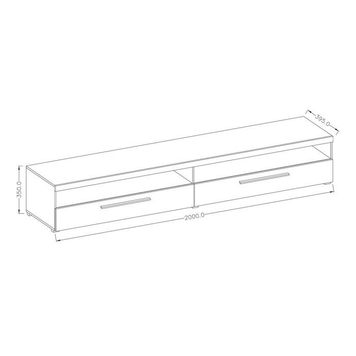 Meuble TV XL 200cm collection BOMBAY. Couleur blanc brillant. Éclairage LED multicolore.