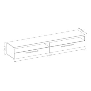 Meuble TV XL 200cm collection BOMBAY. Couleur blanc brillant. Éclairage LED multicolore.