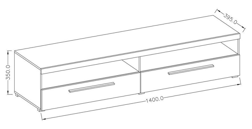 Meuble TV 140cm collection BOMBAY. Couleur blanc brillant. Éclairage LED multicolore.