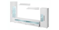 Composition de 5 meubles design pour salon coloris blanc brillant collection BOMBAY