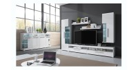 Composition de 5 meubles pour salon coloris blanc brillant collection BOMBAY