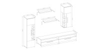 Ensemble de 6 meubles design pour salon coloris blanc brillant collection BOMBAY