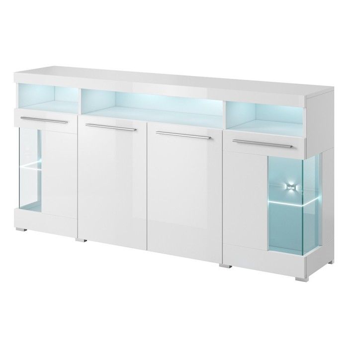 Ensemble de 6 meubles design pour salon coloris blanc brillant collection BOMBAY