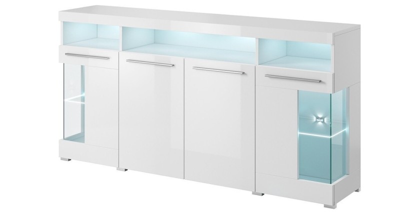 Ensemble de 6 meubles design pour salon coloris blanc brillant collection BOMBAY