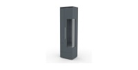 Vitrine haute design avec éclairage LED multicolore collection BOMBAY. Coloris gris brillant. Ouverture Gauche