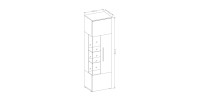 Vitrine haute design avec éclairage LED multicolore collection BOMBAY. Coloris gris brillant. Ouverture Droite