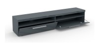 Meuble TV XL 200cm collection BOMBAY. Couleur gris brillant. Éclairage LED multicolore.