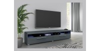 Meuble TV XL 200cm collection BOMBAY. Couleur gris brillant. Éclairage LED multicolore.