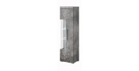 Vitrine haute design avec éclairage LED multicolore collection BOMBAY. Coloris gris effet ardoise. Ouverture Droite