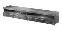 Meuble TV XL 200cm collection BOMBAY. Couleur gris effet ardoise. Éclairage LED multicolore.