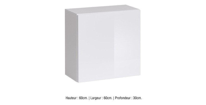 Armoire suspendue coloris blanc 60x60cm pour salon collection SWITCH.