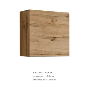 Armoire suspendue aspect chêne 60x60cm pour salon collection SWITCH.