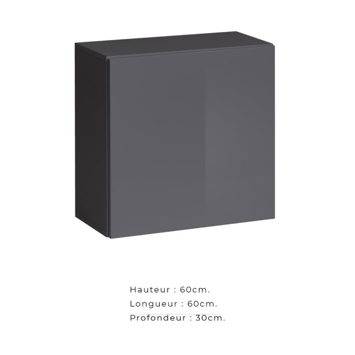Armoire suspendue coloris gris 60x60cm pour salon collection SWITCH.