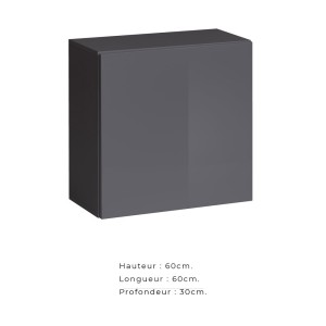 Armoire suspendue coloris gris 60x60cm pour salon collection SWITCH.