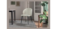 Chaise revêtement tissu pour salle à manger coloris beige. Collection HARDIN