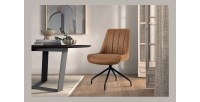 Chaise revêtement tissu pour salle à manger coloris brun clair. Collection FANNIN