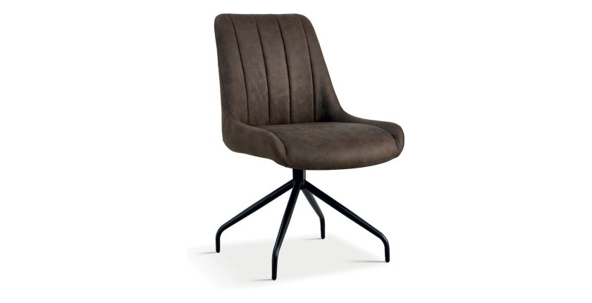 Chaise revêtement tissu pour salle à manger coloris brun gris. Collection FANNIN
