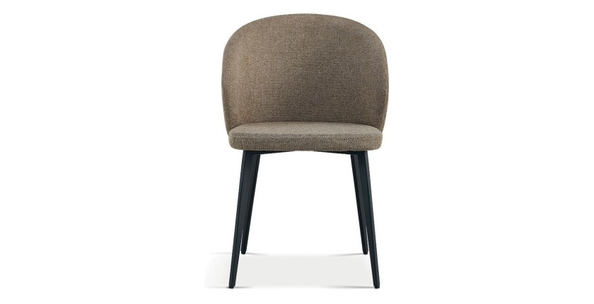 Chaise revêtement tissu pour salle à manger coloris sable. Collection HARDIN