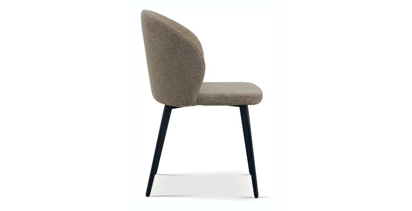 Chaise revêtement tissu pour salle à manger coloris sable. Collection HARDIN