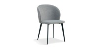 Chaise revêtement tissu pour salle à manger coloris gris clair. Collection HARDIN