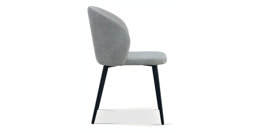 Chaise revêtement tissu pour salle à manger coloris gris clair. Collection HARDIN