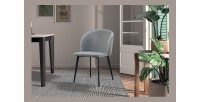 Chaise revêtement tissu pour salle à manger coloris gris clair. Collection HARDIN