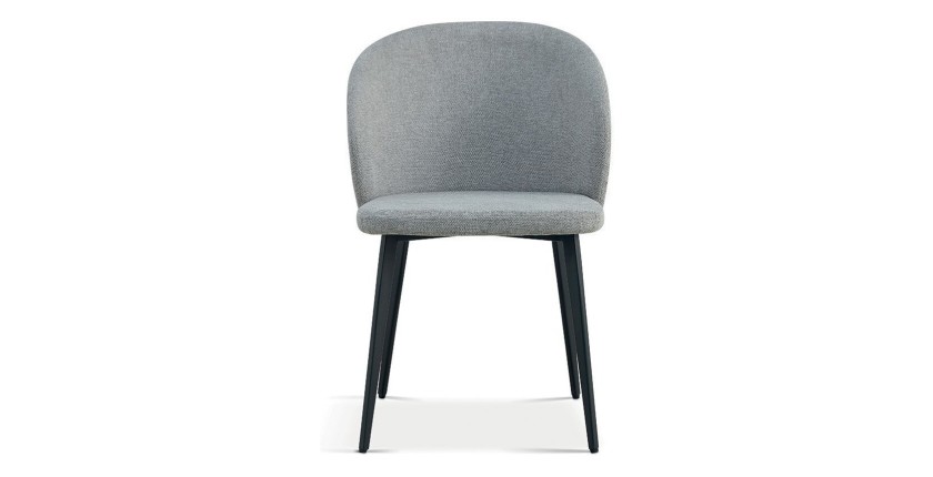 Chaise revêtement tissu pour salle à manger coloris gris clair. Collection HARDIN