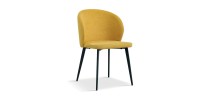 Chaise revêtement tissu pour salle à manger coloris jaune. Collection HARDIN