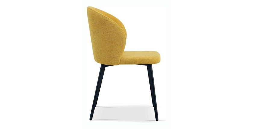 Chaise revêtement tissu pour salle à manger coloris jaune. Collection HARDIN