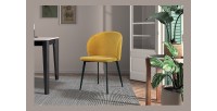 Chaise revêtement tissu pour salle à manger coloris jaune. Collection HARDIN