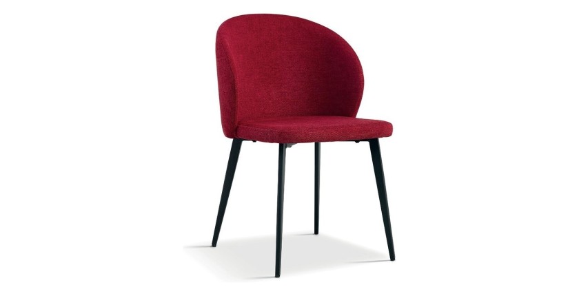 Chaise revêtement tissu pour salle à manger coloris rouge. Collection HARDIN