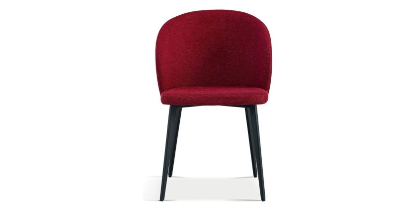 Chaise revêtement tissu pour salle à manger coloris rouge. Collection HARDIN